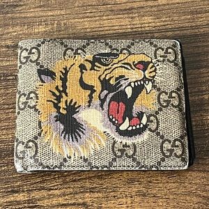 Gucci Khaki Tiger Leather Wallet Billfold